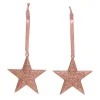 Rose Gold Glitter Star Tree Decorations - Set of 2 Snowflakes And Stars|