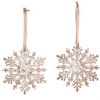 Rose Gold Glittter Snowflake Tree Decorations - Set of 2 Snowflakes And Stars|