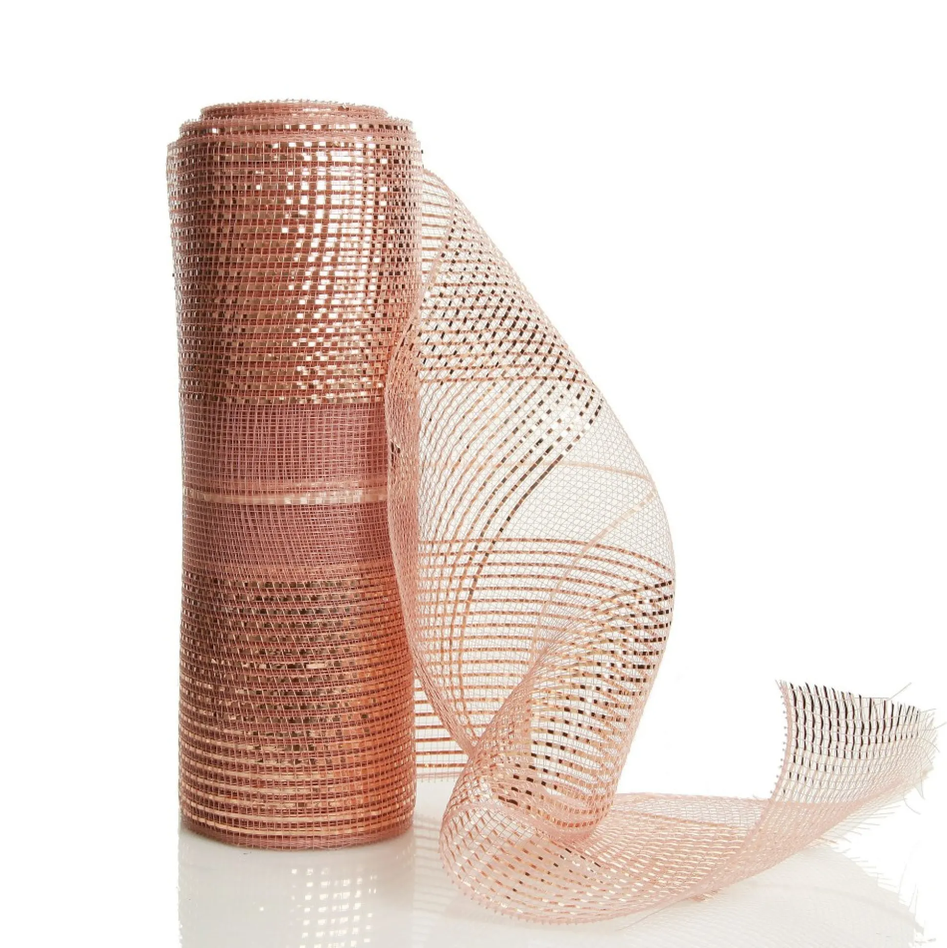 Rose Gold Metallic Stripe Decomesh Roll Decomesh|