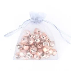 Rose Gold Mini Jingle Bell Decorations - Bag of 15 Christmas Craft Supplies|