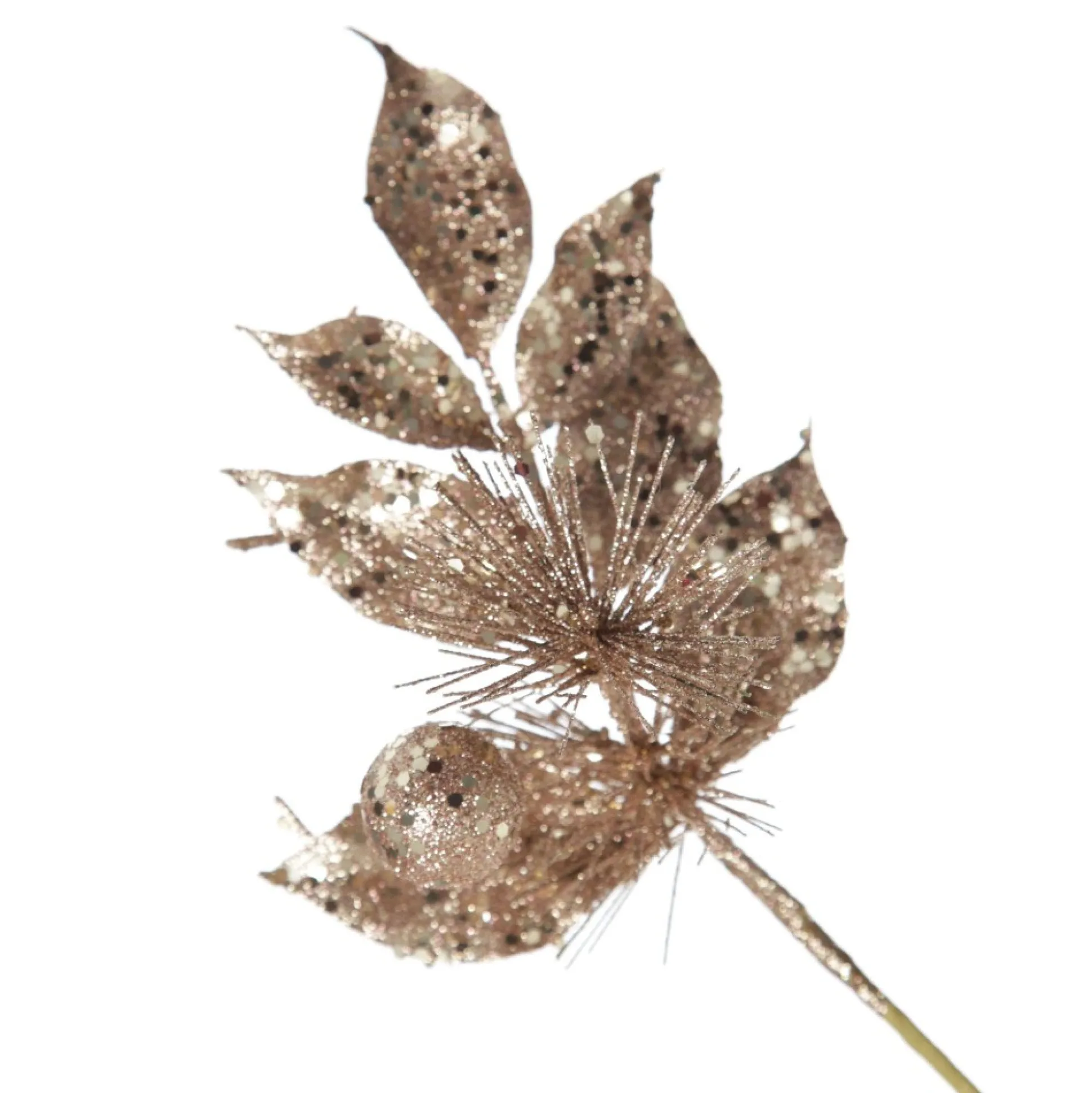 Rose Gold Sequin Leaves and Spike Spray Christmas Sprays|