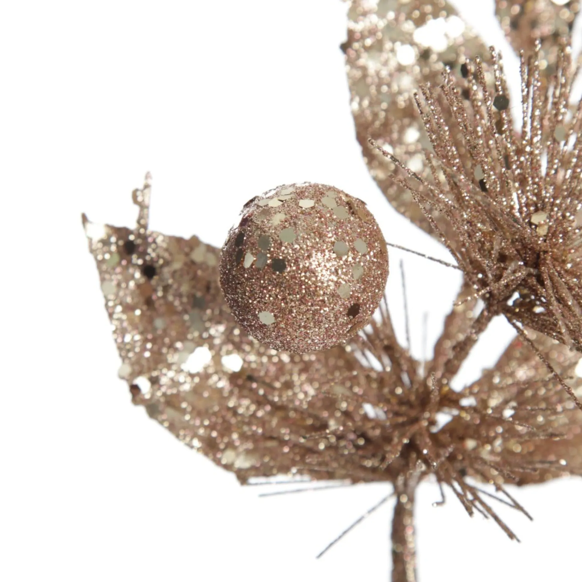 Rose Gold Sequin Leaves and Spike Spray Christmas Sprays|