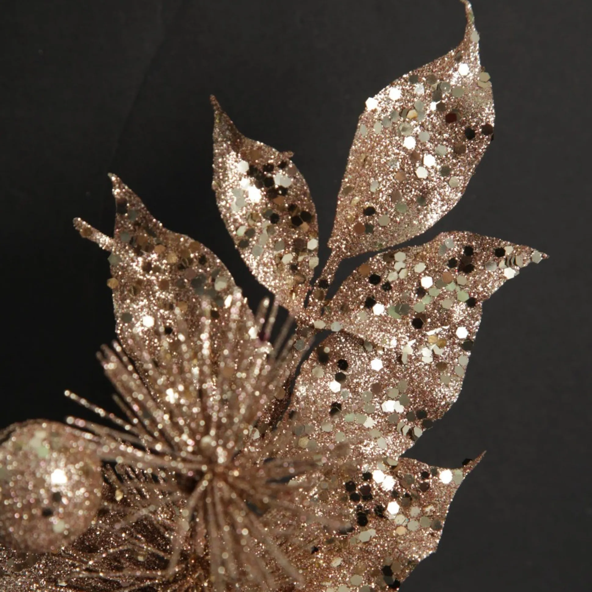 Rose Gold Sequin Leaves and Spike Spray Christmas Sprays|