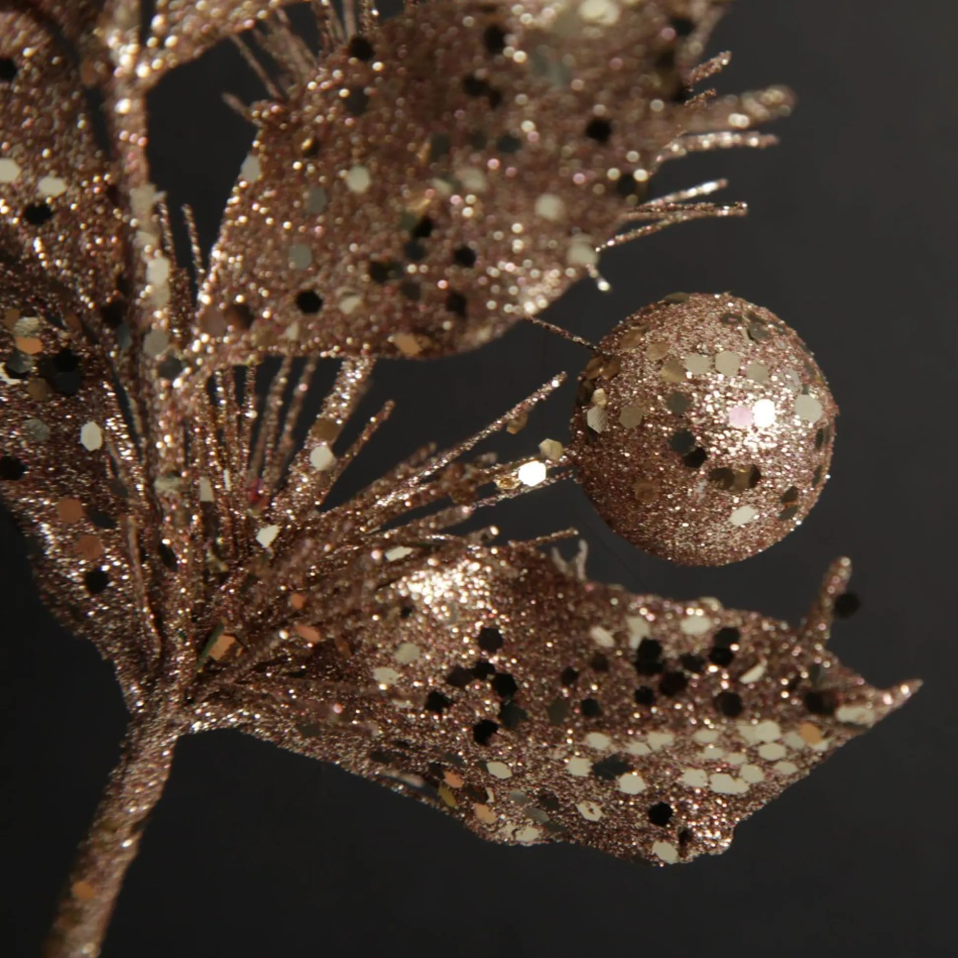 Rose Gold Sequin Leaves and Spike Spray Christmas Sprays|