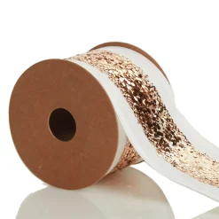 Rose Gold Sequin Wired Christmas Ribbon Ribbons|