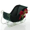 Royal Green Velvet Sleigh with Red Bow Christmas Ornaments|
