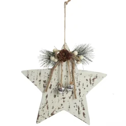 Rustic Christmas Tree Farm White Washed Star Ornament Snowflakes And Stars|