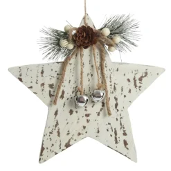 Rustic Christmas Tree Farm White Washed Star Ornament Snowflakes And Stars|