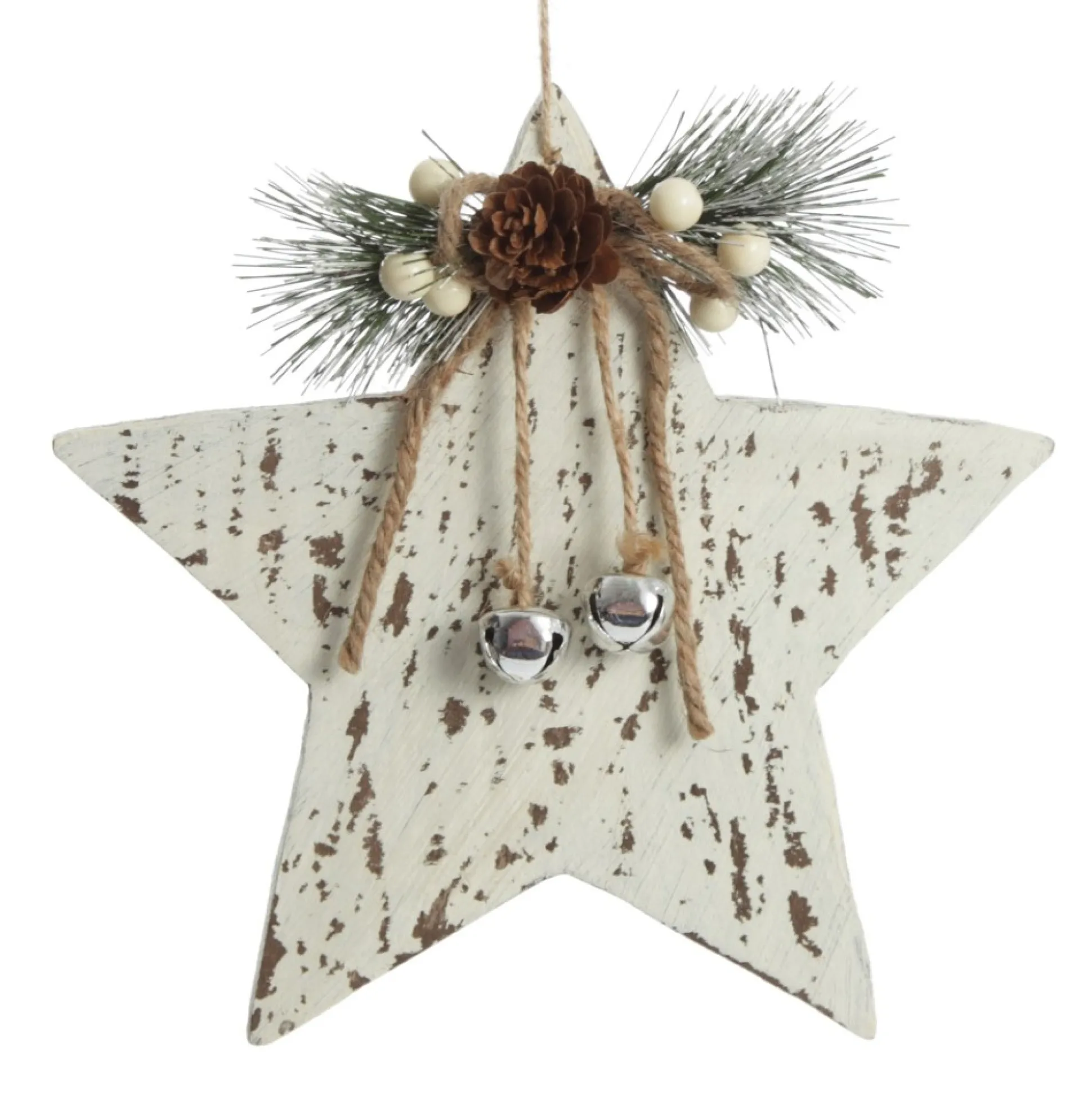 Rustic Christmas Tree Farm White Washed Star Ornament Snowflakes And Stars|