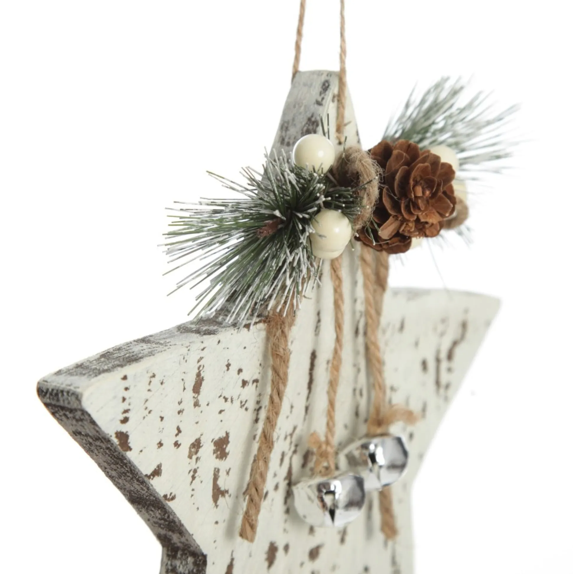 Rustic Christmas Tree Farm White Washed Star Ornament Snowflakes And Stars|