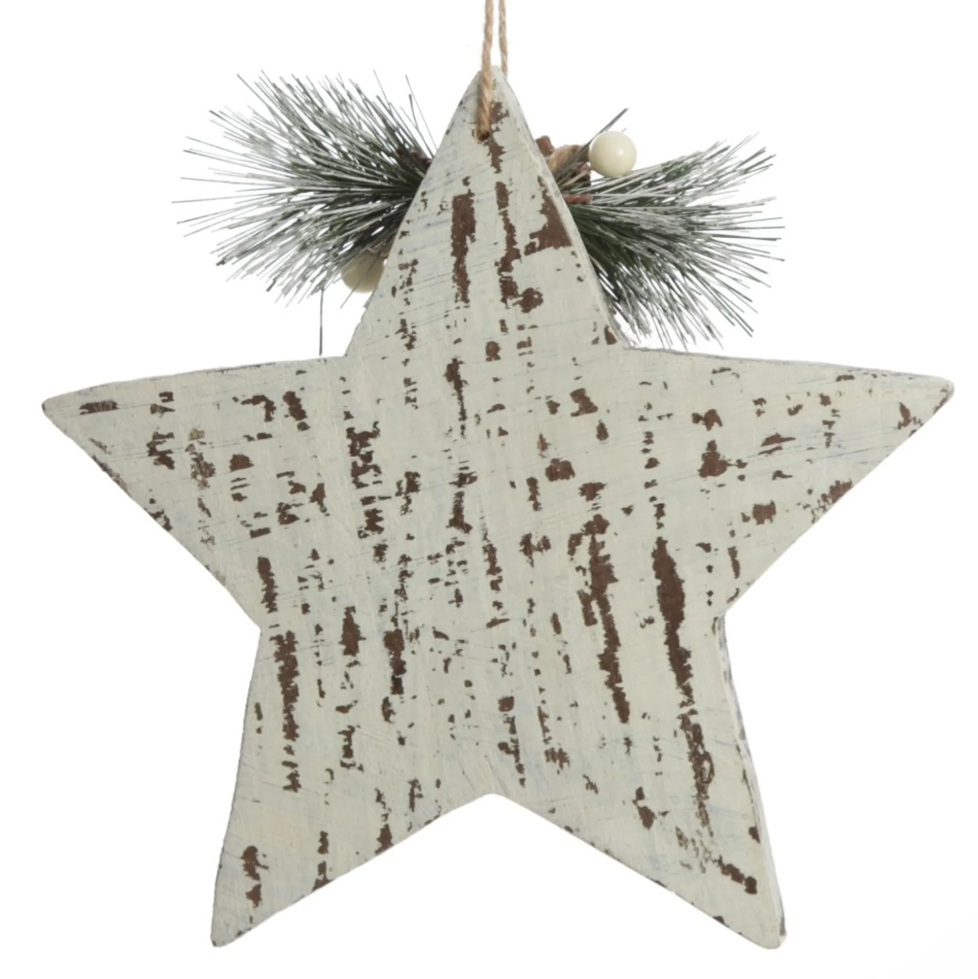 Rustic Christmas Tree Farm White Washed Star Ornament Snowflakes And Stars|