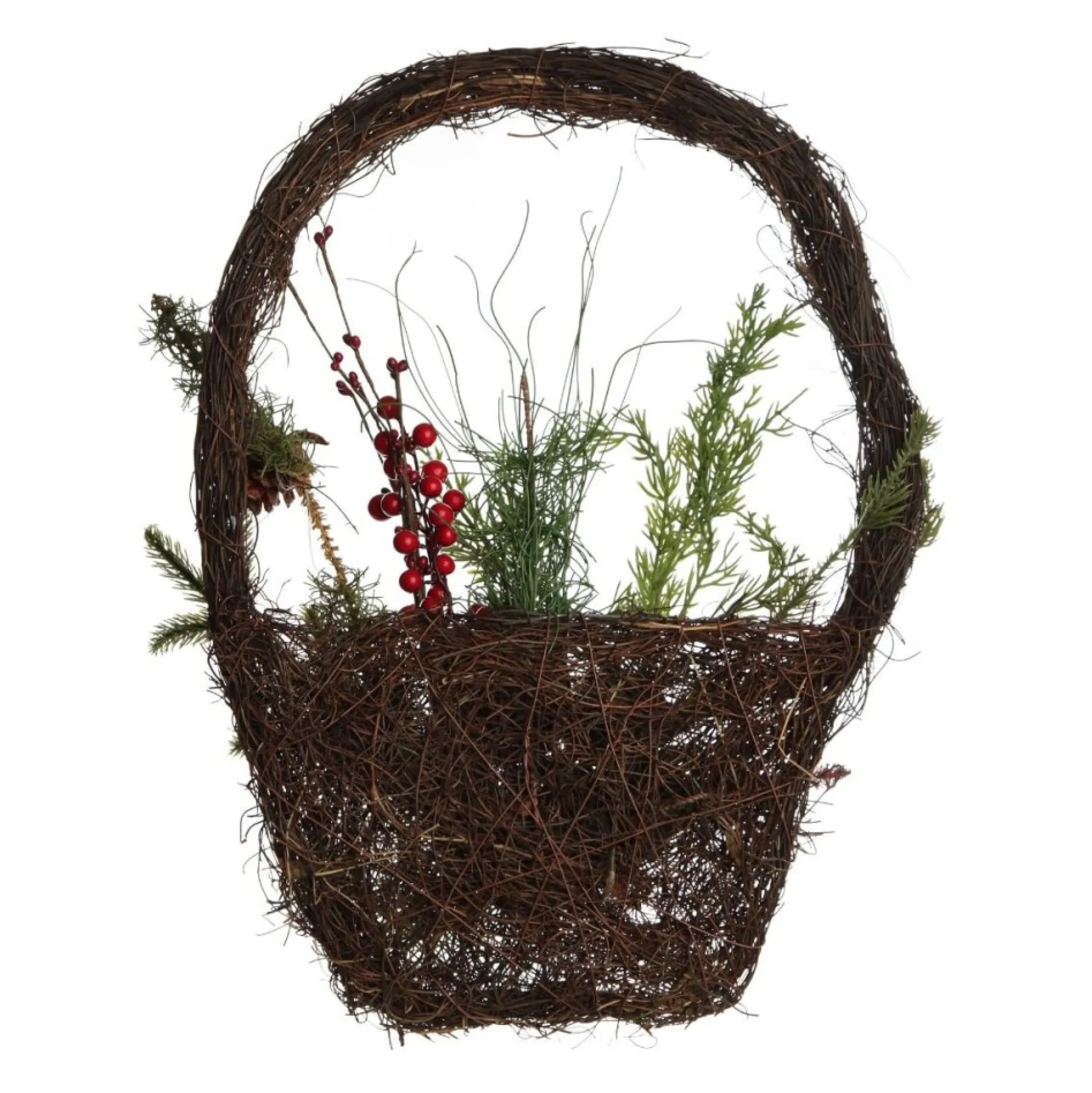 Rustic Pine and Cone Basket Christmas Wall Hanging Wall Hangings And Signs|