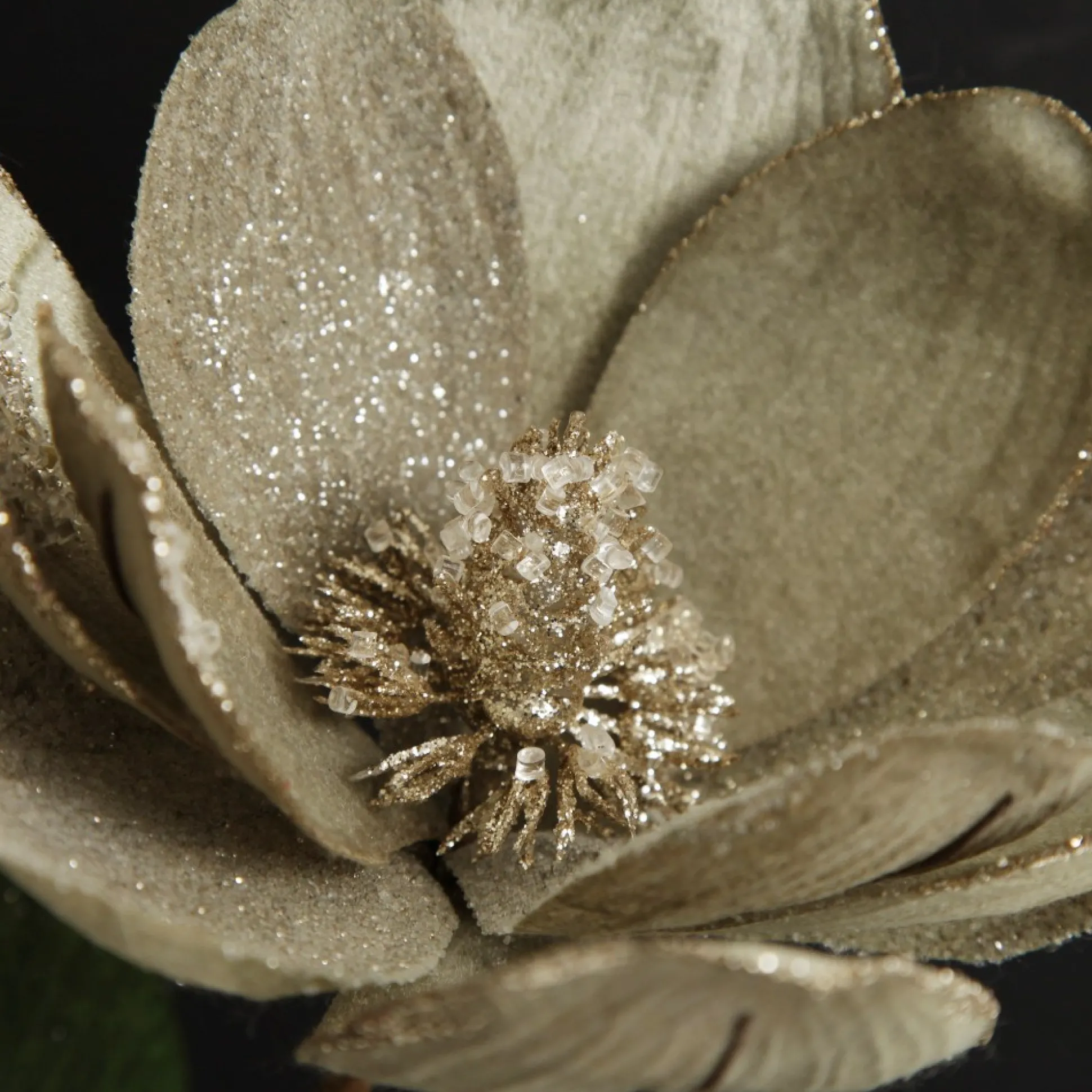 Sage Mixed Petal Magnolia Flower Stem with Beads Christmas Flowers|