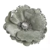 Sage Velvet Magnolia Flower Clip with Jewel Centre and Sequin Tips Christmas Flowers|