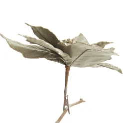 Sage Velvet Poinsettia Flower Clip Glitter Trim Christmas Flowers|