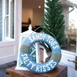 Sandy Toes Salty Kisses Life Buoy Beach Christmas Wreath Christmas Wreaths|