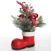 Santa Boot Christmas Ornament with Frosted Pine, Pinecone and Berries Christmas Ornaments|