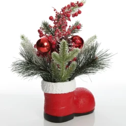 Santa Boot Christmas Ornament with Frosted Pine, Pinecone and Berries Christmas Ornaments|