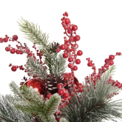 Santa Boot Christmas Ornament with Frosted Pine, Pinecone and Berries Christmas Ornaments|