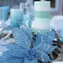 Seafoam Blue Burlap Flower Beach Decorations|
