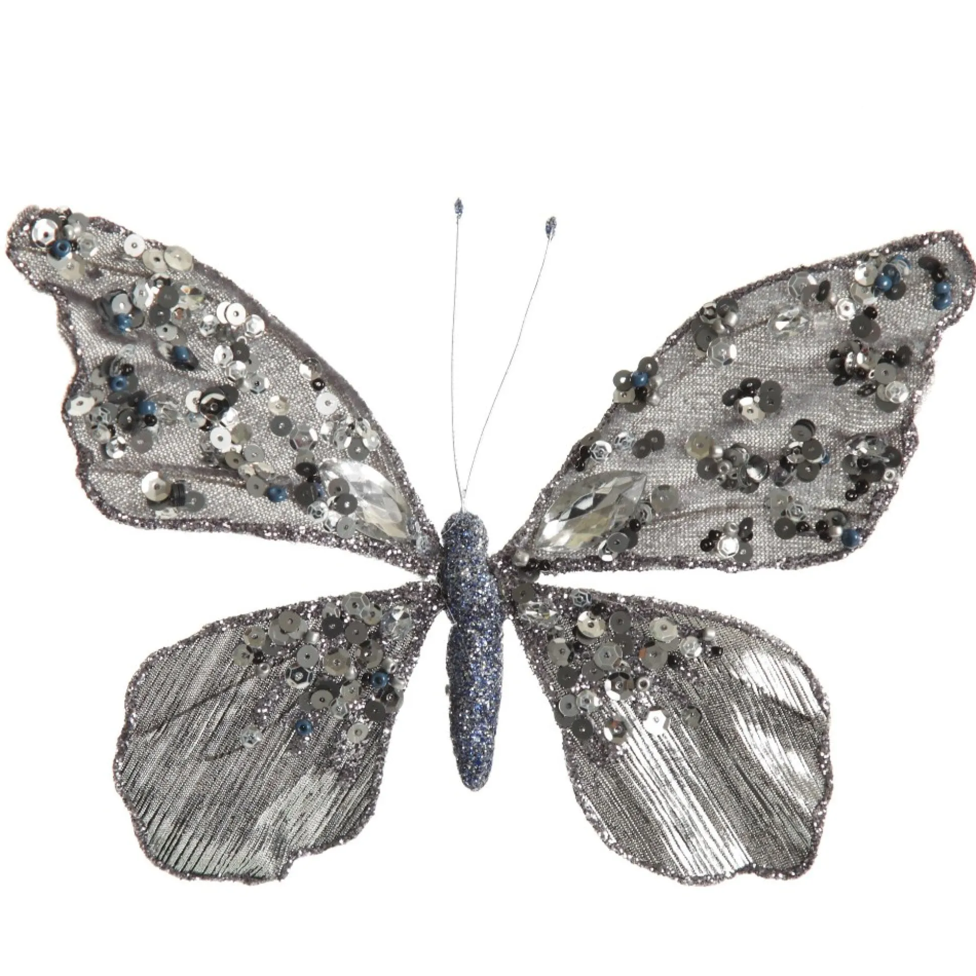 Shiny Blue Butterfly Clip with Sequin Embellishments Butterflies And Birds|