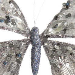 Shiny Blue Butterfly Clip with Sequin Embellishments Butterflies And Birds|