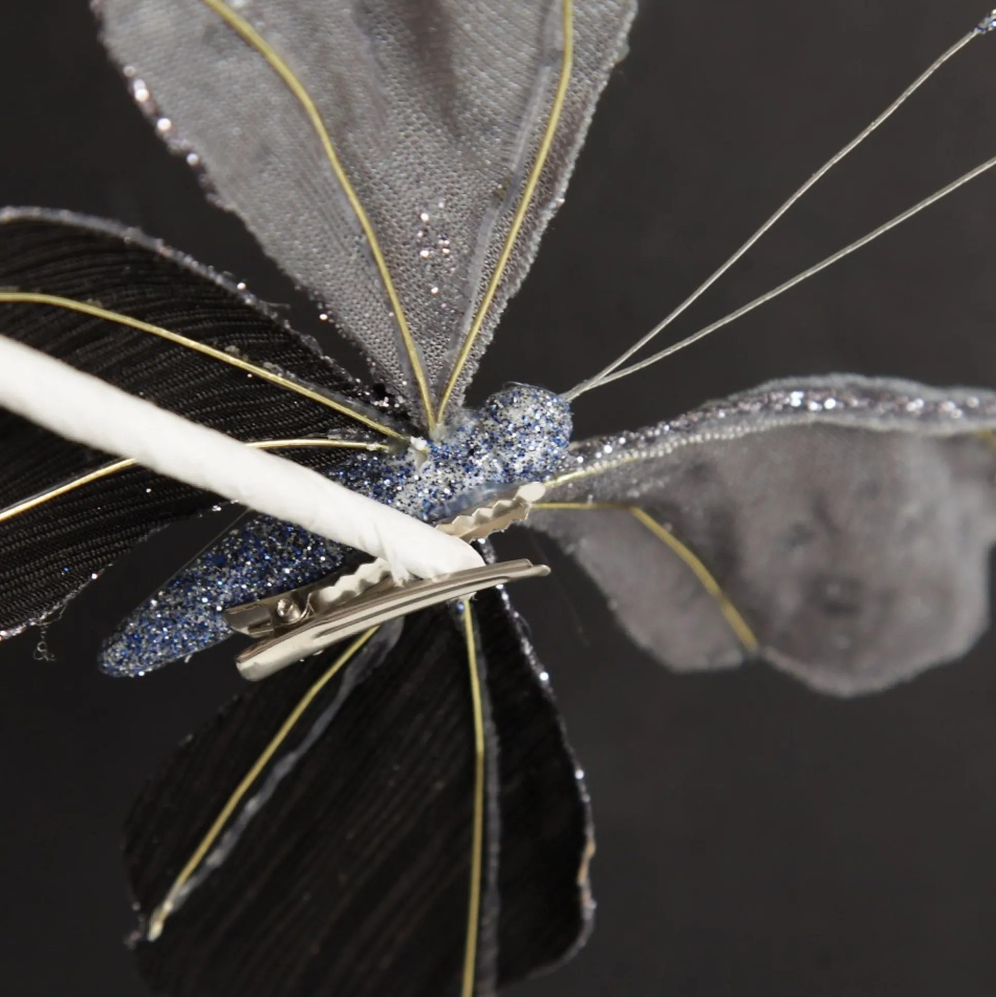 Shiny Blue Butterfly Clip with Sequin Embellishments Butterflies And Birds|