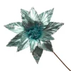 Shiny Blue Poinsettia Flower Stem Christmas Flowers|