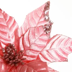 Shiny Blush Poinsettia Flower Stem Christmas Flowers|