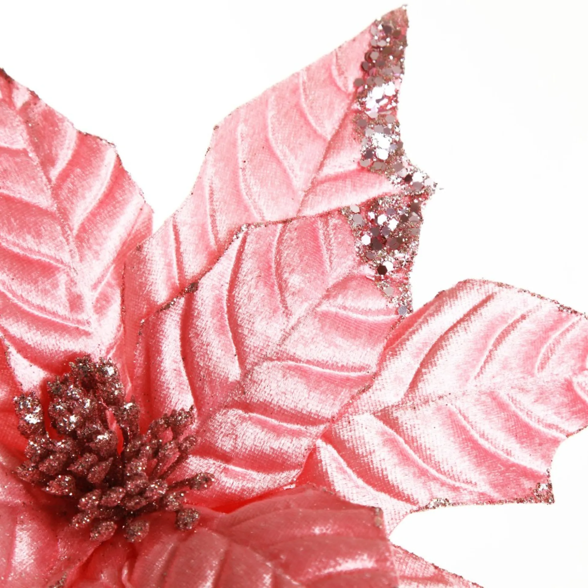 Shiny Blush Poinsettia Flower Stem Christmas Flowers|