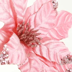 Shiny Blush Poinsettia Flower Stem Christmas Flowers|