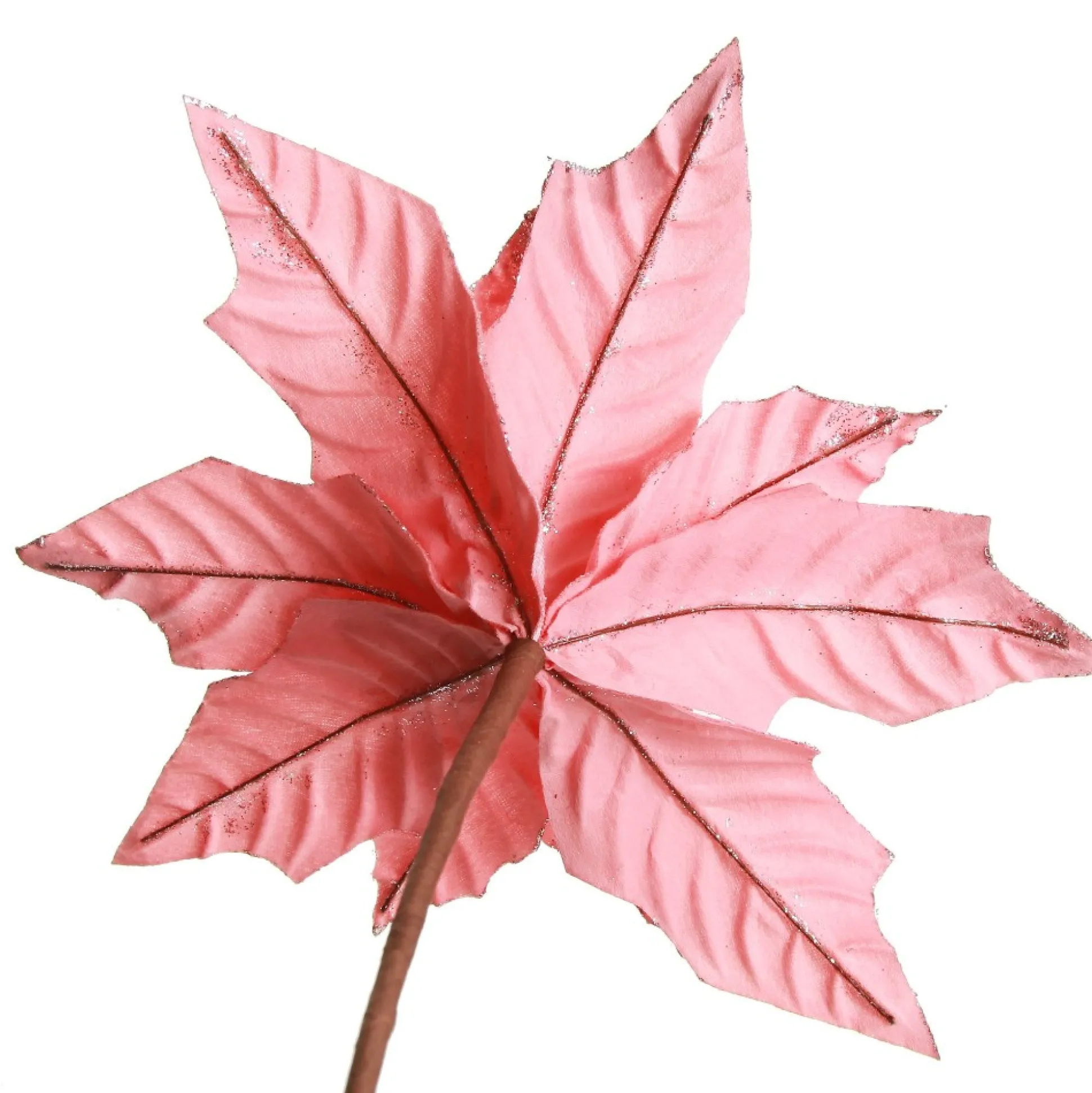 Shiny Blush Poinsettia Flower Stem Christmas Flowers|
