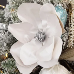 Shiny Ivory Magnolia Flower Stem Christmas Flowers|