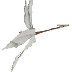 Shiny Silver Foil Poinsettia Flower Clip Christmas Flowers|