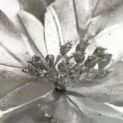 Shiny Silver Foil Poinsettia Flower Clip Christmas Flowers|