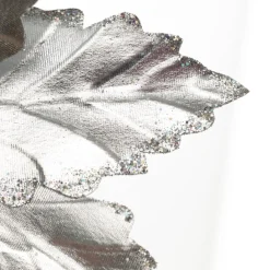 Shiny Silver Foil Poinsettia Flower Clip Christmas Flowers|