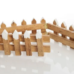 Short Snow Capped Natural Wooden Picket Fence Christmas Tree Skirts|