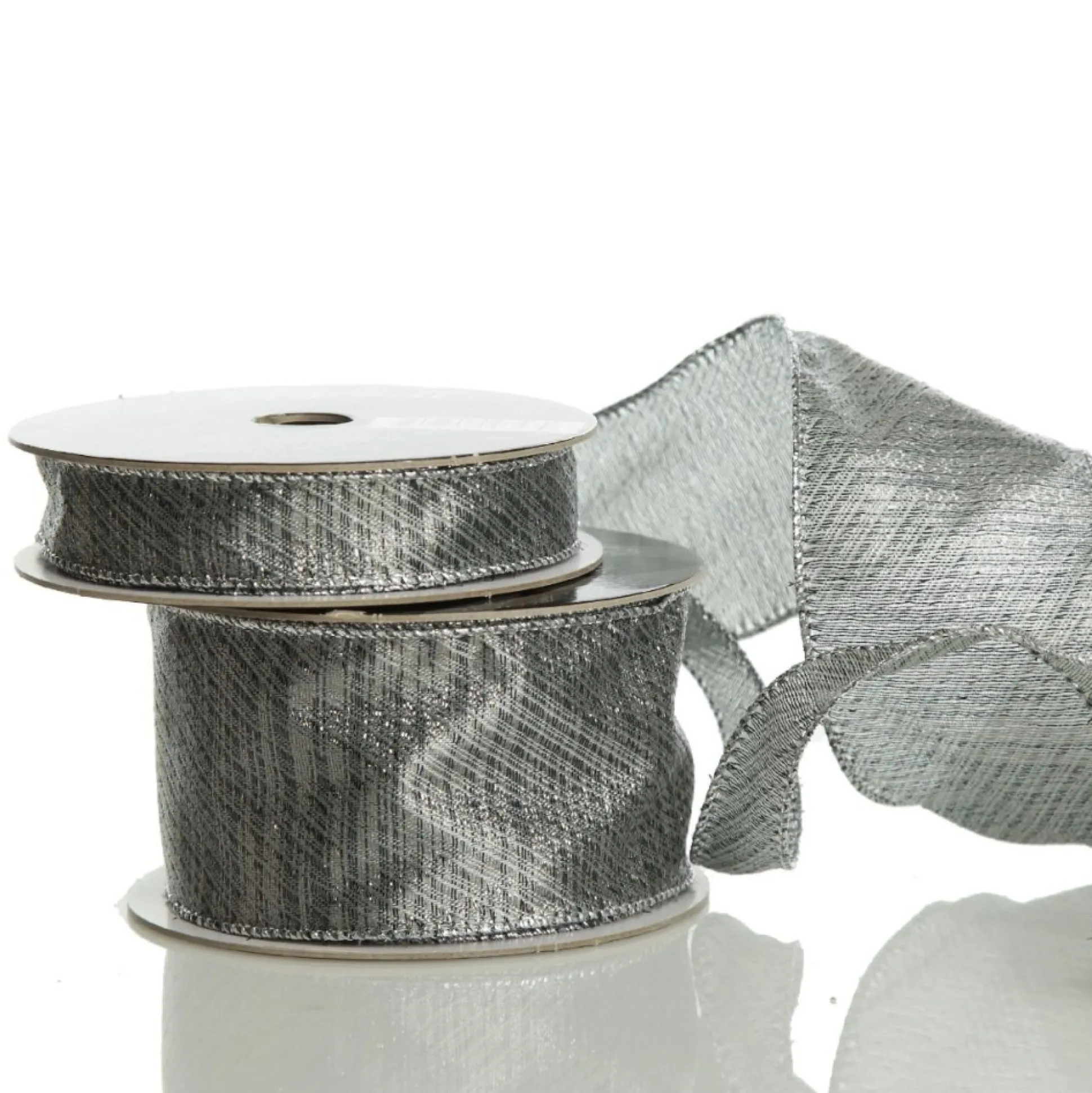 Silver & Grey Metallic Wired Ribbon Ribbons|