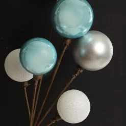 Silver and Blue Christmas Bauble Cluster Pick Christmas Tree Picks|