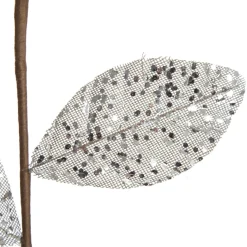 Silver and Sequin Magnolia Flower Stem Christmas Flowers|