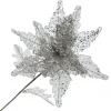 Silver and Sequin Poinsettia Flower Stem Christmas Flowers|