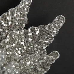 Silver and Sequin Poinsettia Flower Stem Christmas Flowers|