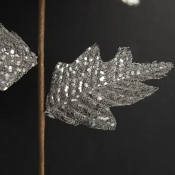 Silver and Sequin Poinsettia Flower Stem Christmas Flowers|