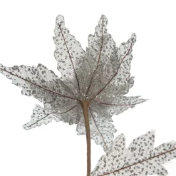Silver and Sequin Poinsettia Flower Stem Christmas Flowers|