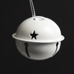 Silver and White 4cm Jingle Bell Decorations - Box of 12 Christmas Bells And Bows|