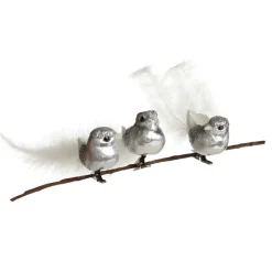 Silver Bird Clip with White Feather Tail - Set of 3 Butterflies And Birds|