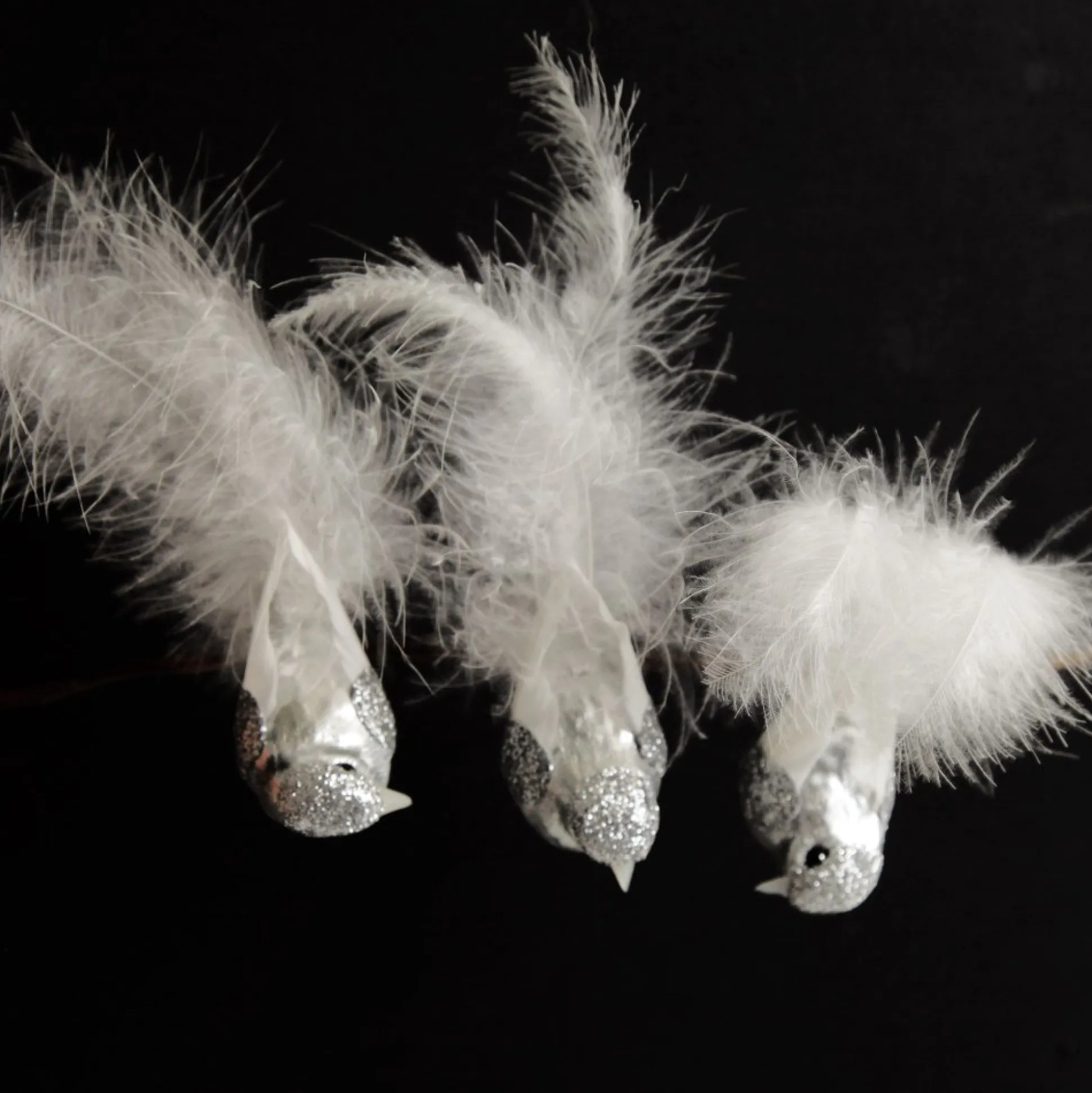 Silver Bird Clip with White Feather Tail - Set of 3 Butterflies And Birds|