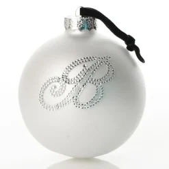 Silver Bling Monogram Christmas Bauble Glass Baubles|