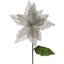 Silver Burlap Sequin Flower Christmas Flowers|