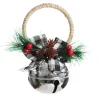 Silver Christmas Bell Door Hanger with Black Buffalo Check Bow Christmas Bells And Bows|